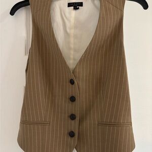 Brown Pinstripe Vest with Black Buttons